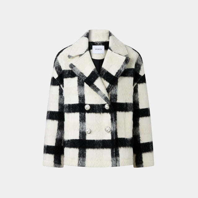 ports 1961 BLACK & WHITE CHECK COAT WHT BLK CHECK