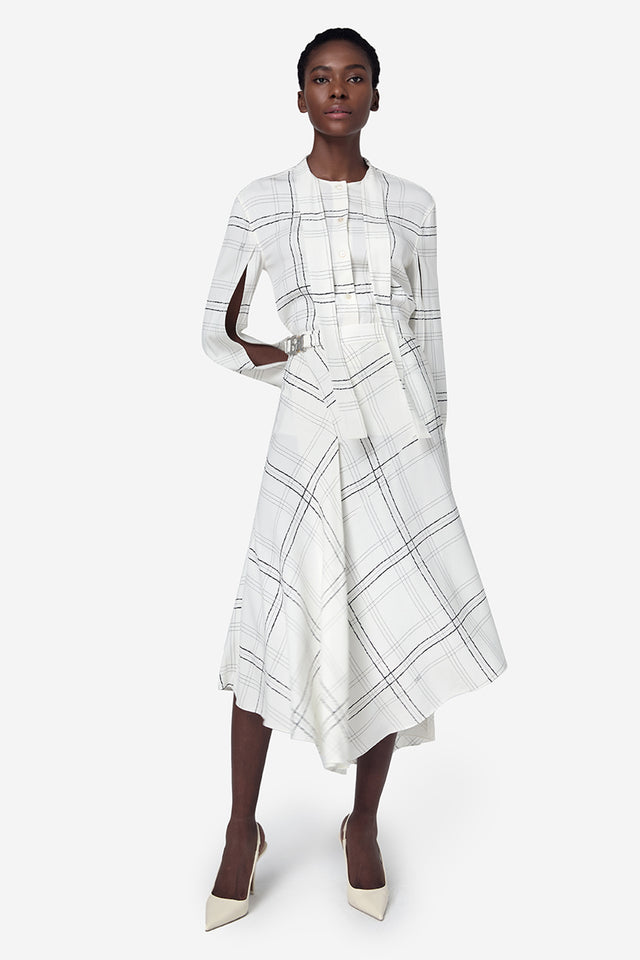 Ports 1961 BLACK & WHITE CHECK TIE SHIRT WHITE & BLACK