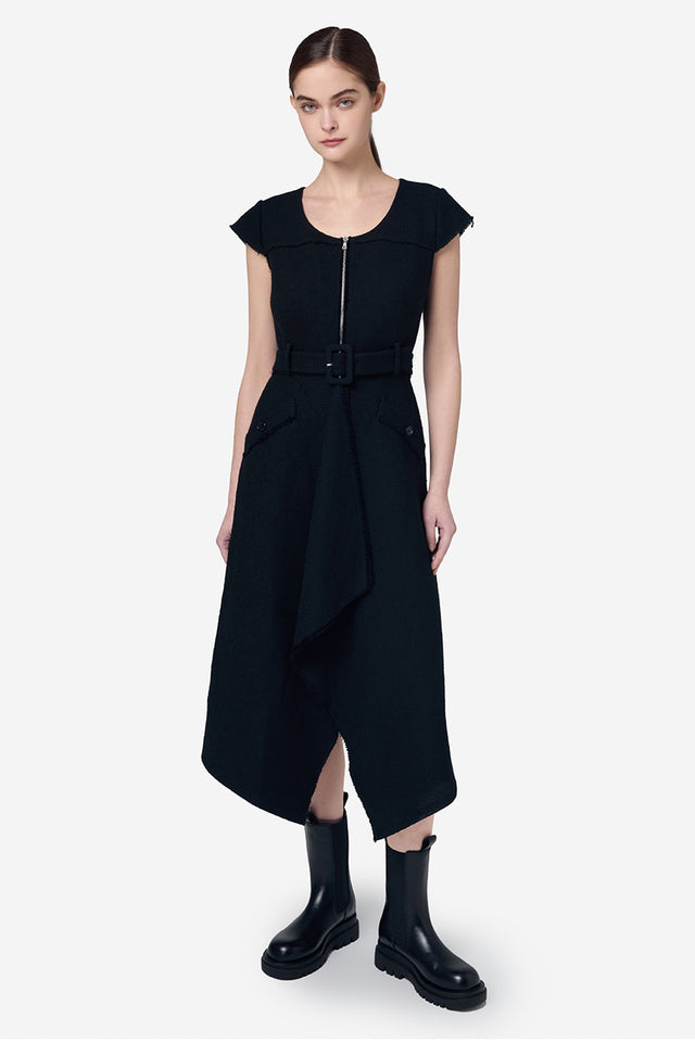 Ports 1961 BLACK WOOL ACRYLIC DRESS BLACK