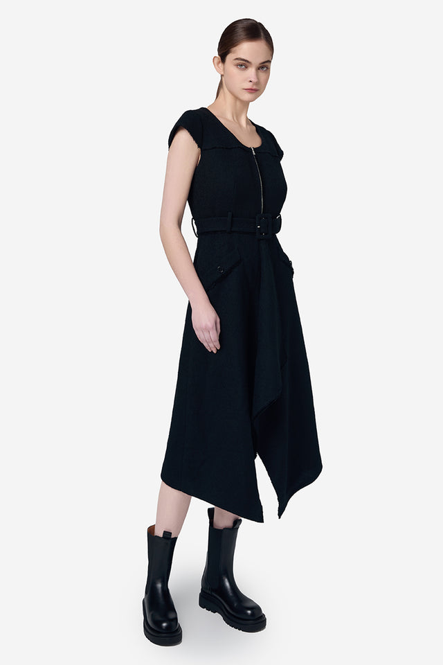 Ports 1961 BLACK WOOL ACRYLIC DRESS BLACK