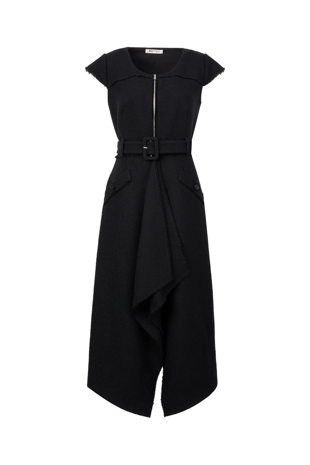 ports 1961 BLACK WOOL ACRYLIC DRESS BLACK