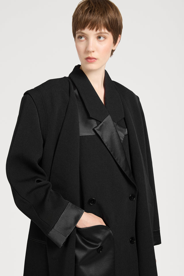 Ports 1961 BLACK WOOL COAT 999-BLACK
