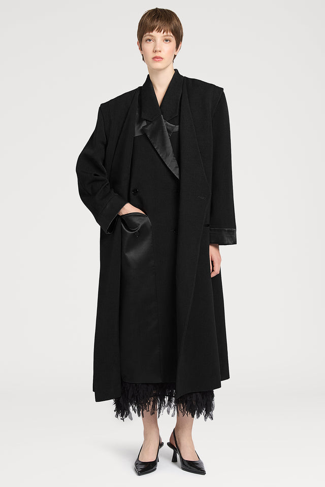 Ports 1961 BLACK WOOL COAT 999-BLACK