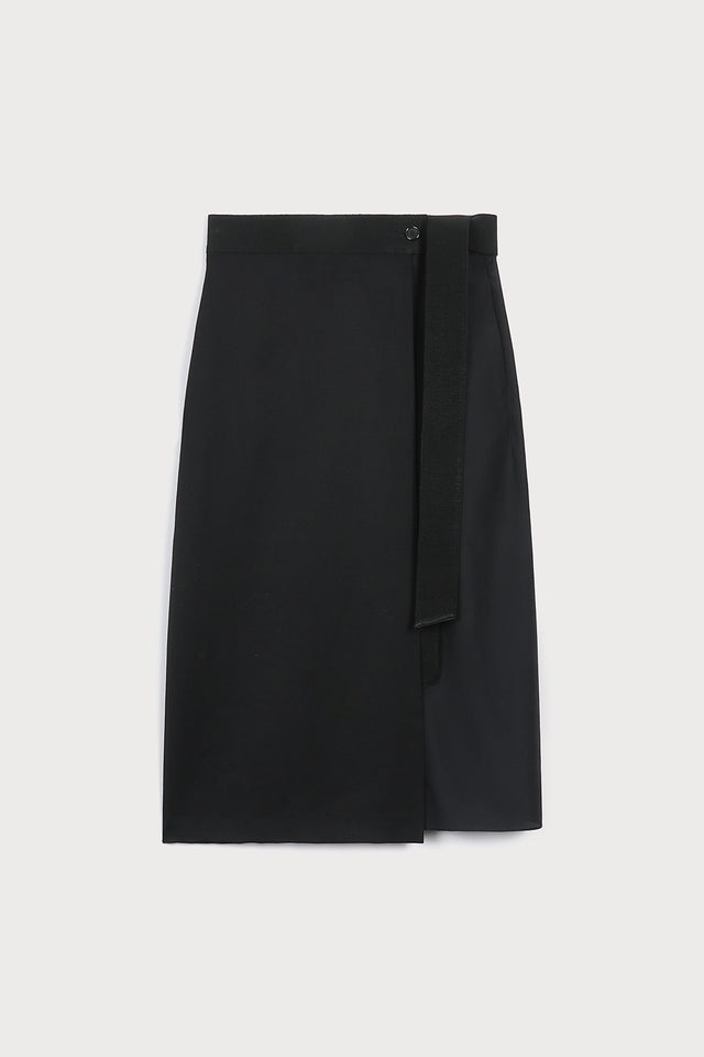 ports 1961 BLACK WOOL SKIRT 999-BLACK