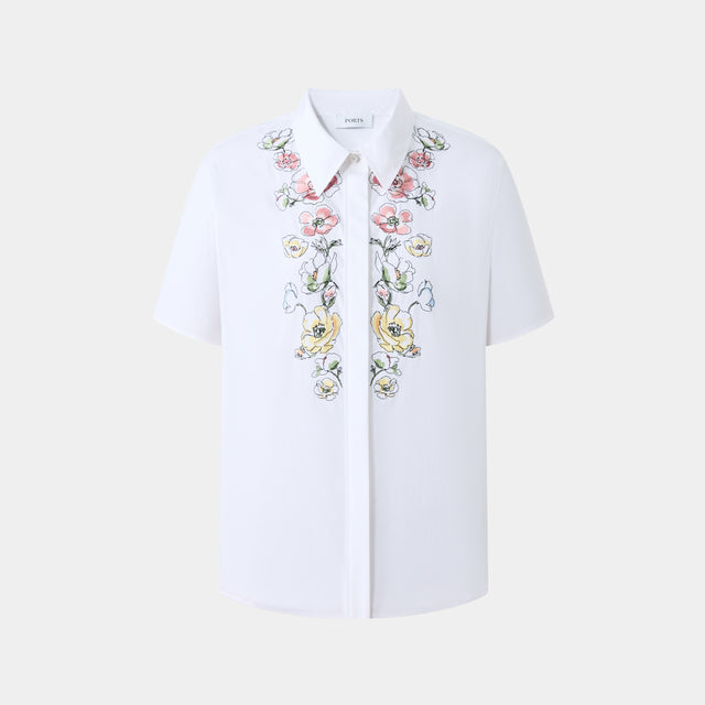 ports 1961 BLOSSOM EMBROIDERY BLOUSE CREAM