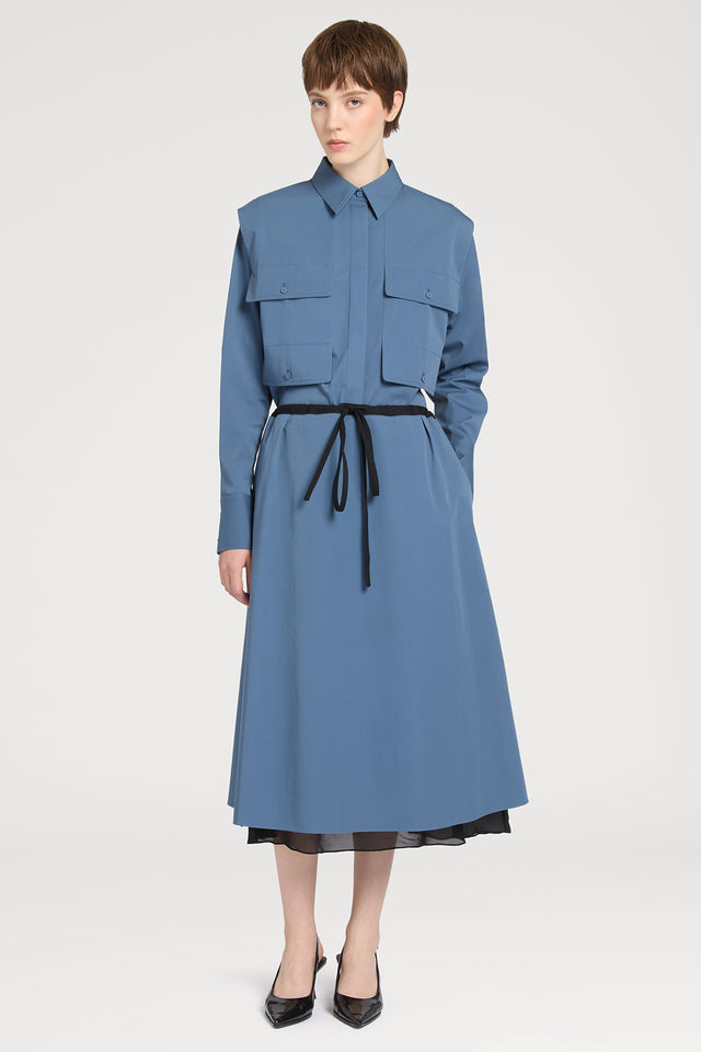 Ports 1961 BLUE SKIRT WITH TRIM 811-BLUE GREY