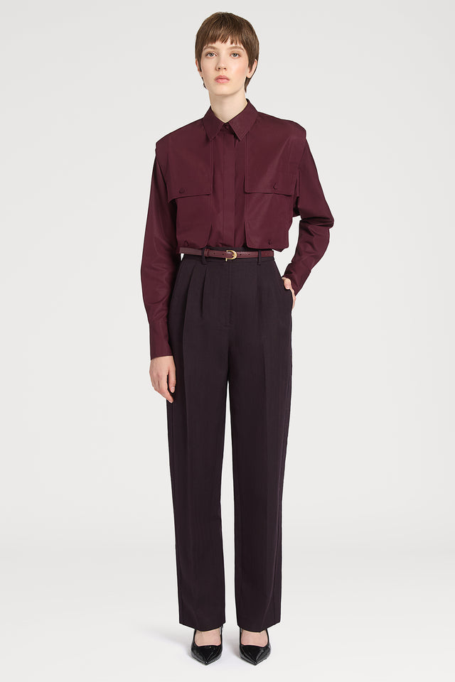 Ports 1961 BORDEAUX COTTON SHIRT 470-BURGUNDY