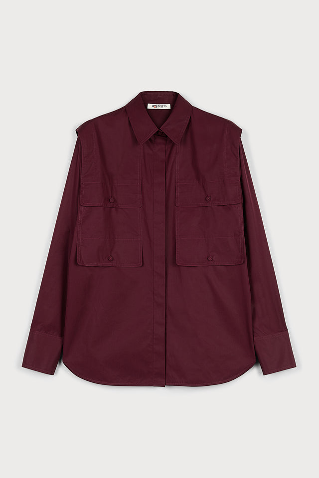 ports 1961 BORDEAUX COTTON SHIRT 470-BURGUNDY