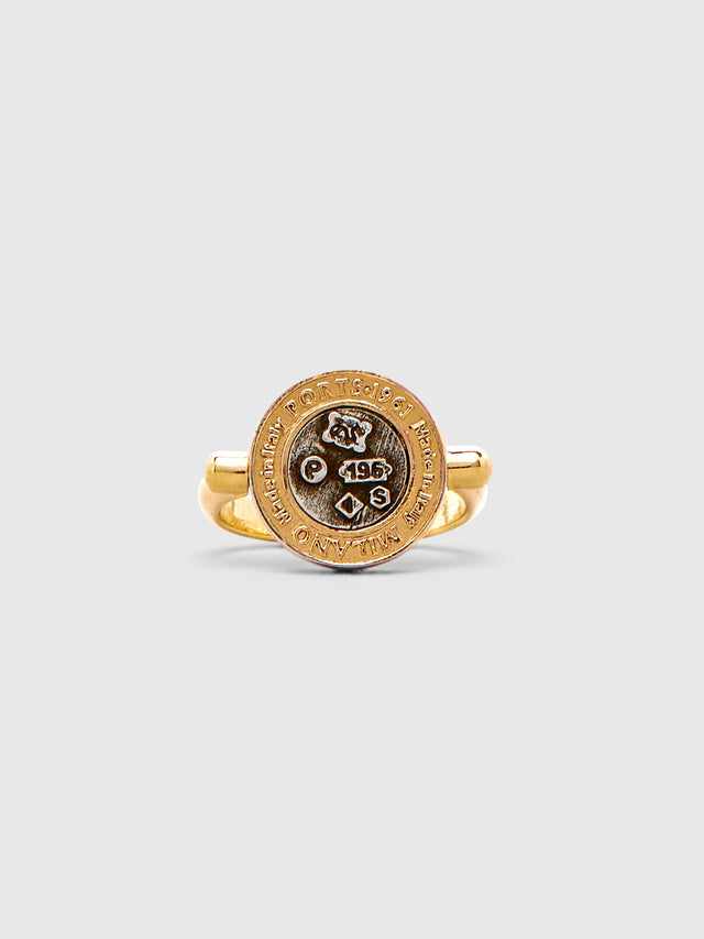 ports 1961 BRANDED DISC RING IN GOLD GOLD