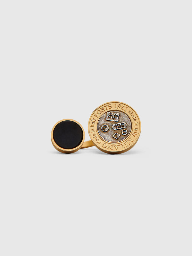 ports 1961 BRANDED DISC RING IN LIGHT GOLD GOLD