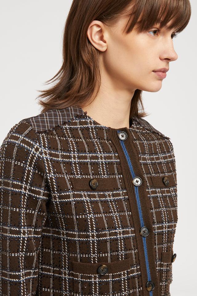 Ports 1961 BROWN CHECKED CARDIGAN C50-CHECKBROWN