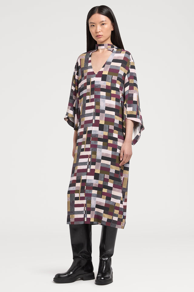 Ports 1961 BROWN MIX PRINTS DRESS P50-BROWN MIX