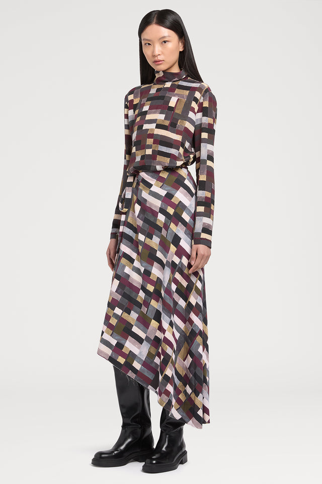 Ports 1961 BROWN MIX PRINTS SKIRT P50-BROWN MIX