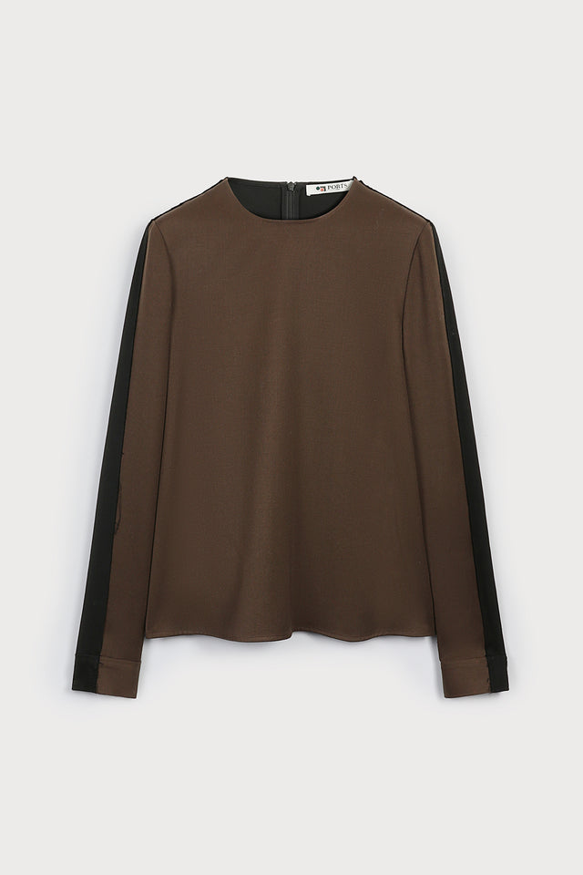 ports 1961 BROWN WOOL TOP 059-BROWN&BLACK