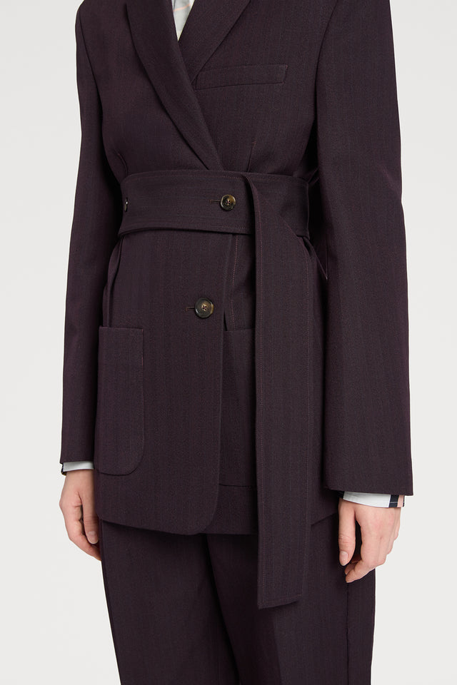 Ports 1961 BURGUNDY BELTED BLAZER T55-BURGUNDY+BK