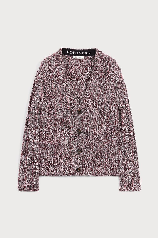 ports 1961 BURGUNDY WOOL MIX CARDIGAN 477-NOCTURNE