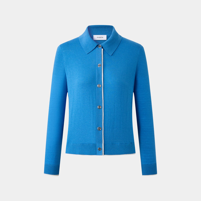 ports 1961 BUTTONED POLO KNIT PLACID BLUE