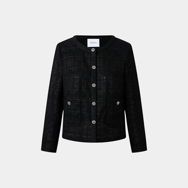 ports 1961 BUTTONED TWEED JACKET BLACK