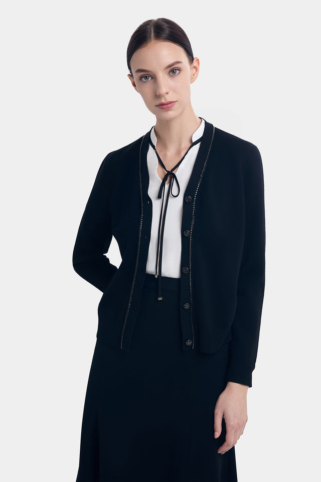 Ports 1961 CHAIN DECORATIVE CARDIGAN BLACK