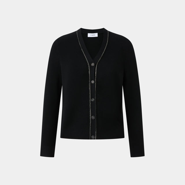 ports 1961 CHAIN DECORATIVE CARDIGAN BLACK