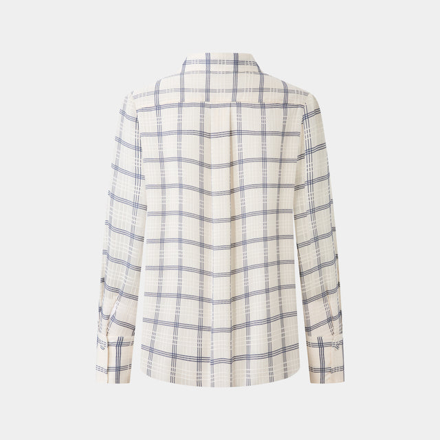 Ports 1961 CHECKED RUFFLE SHIRT NAVY CHECK