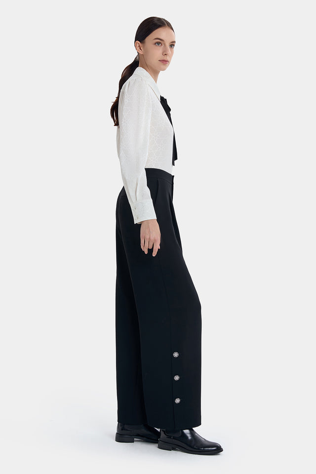 Ports 1961 CHIC BLACK RIBBON TIE SHIRT CREAM