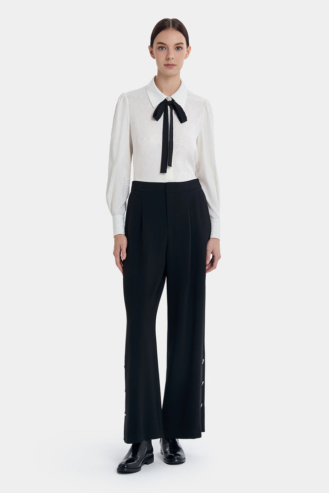 ports 1961 CHIC BLACK RIBBON TIE SHIRT CREAM