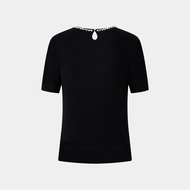 Ports 1961 CHIC PEARL-TRIMMED BLACK TOP BLACK