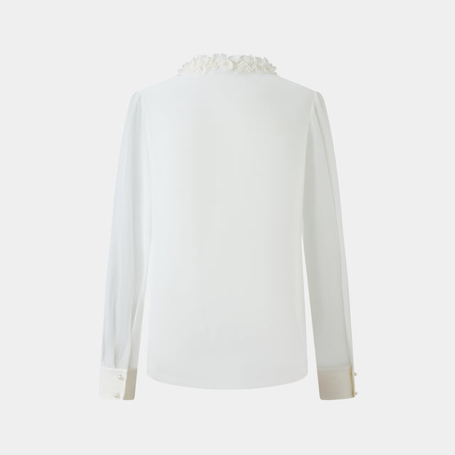 Ports 1961 CLASSIC RUFFLE COLLAR WHITE SHIRT CREAM