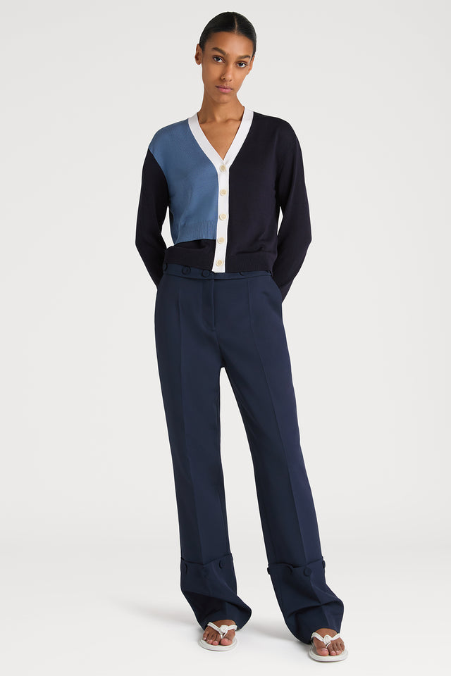 Ports 1961 COASTAL BREEZE CARDIGAN 08C-NAVY & WHITE