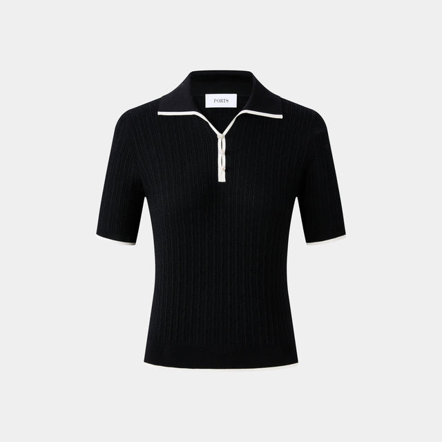 ports 1961 CONTRAST POLO BLACK