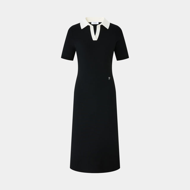 ports 1961 CONTRAST POLO DRESS BLACK