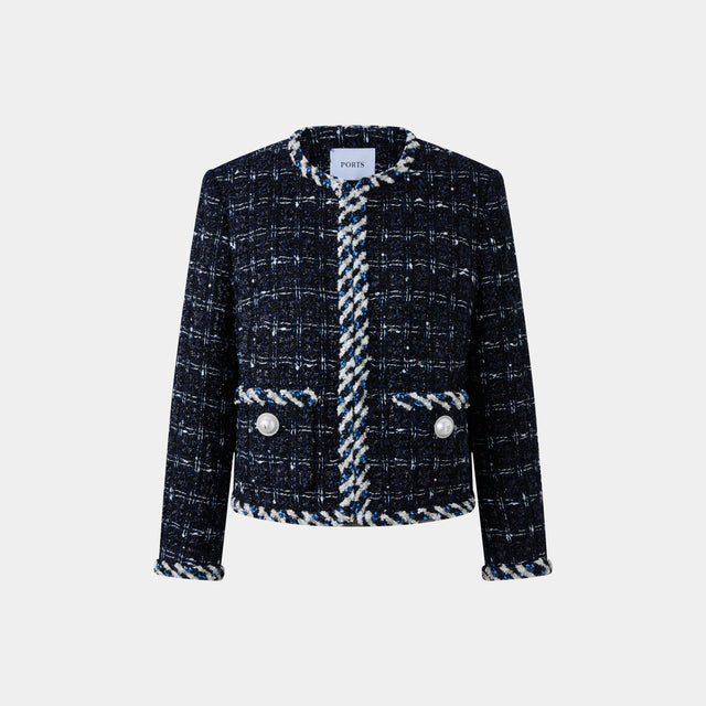 ports 1961 CONTRAST TWEED JACKET NAVY MIX