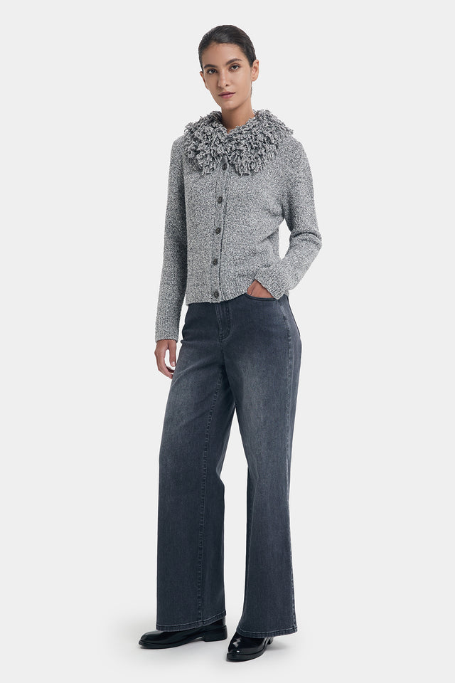 Ports 1961 COTTON WOOL BLENDED CARDIGAN GULL GRAY