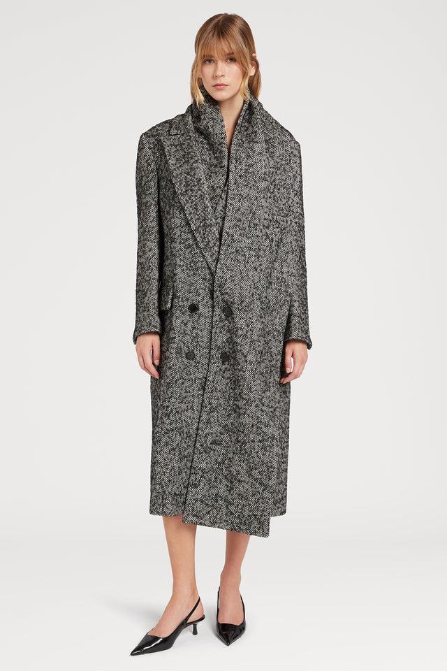 Ports 1961 COTTON WOOL COAT 091-BLACK&WHITE
