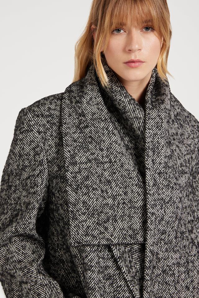 Ports 1961 COTTON WOOL COAT 091-BLACK&WHITE