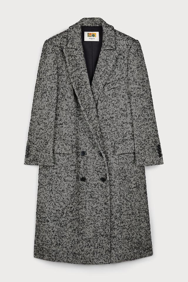 ports 1961 COTTON WOOL COAT 091-BLACK&WHITE
