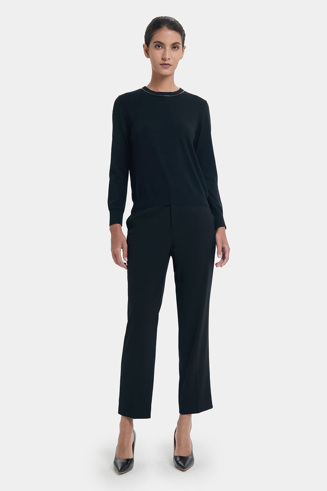 Ports 1961 CROPPED BLACK CIGARETTE TROUSERS BLACK