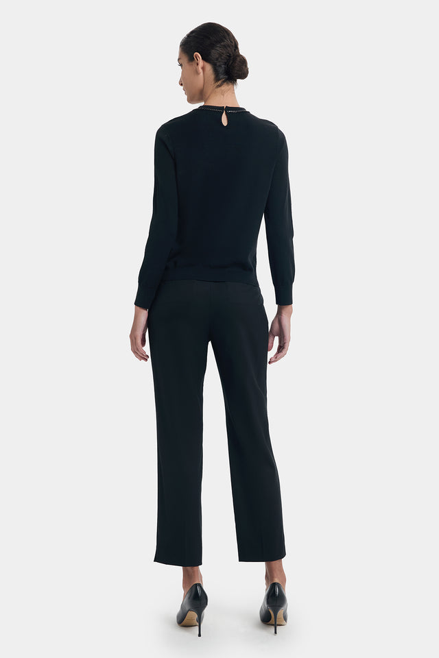 Ports 1961 CROPPED BLACK CIGARETTE TROUSERS BLACK