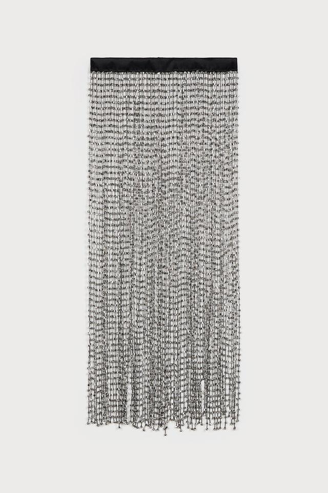 ports 1961 CRYSTAL FRINGED SKIRT 999-BLACK