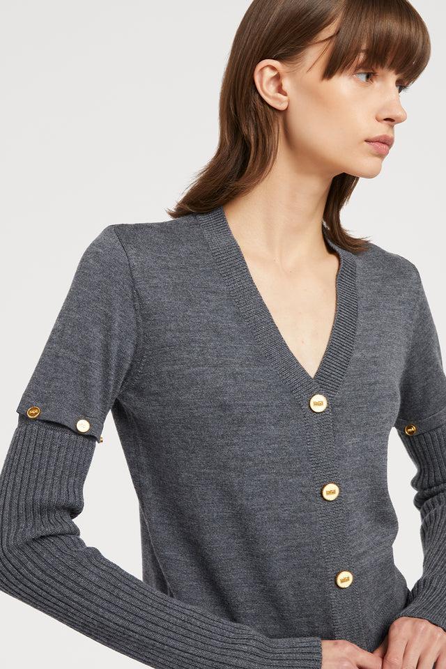 Ports 1961 DETACHABLE SLEEVES CARDIGAN 946-SMOG