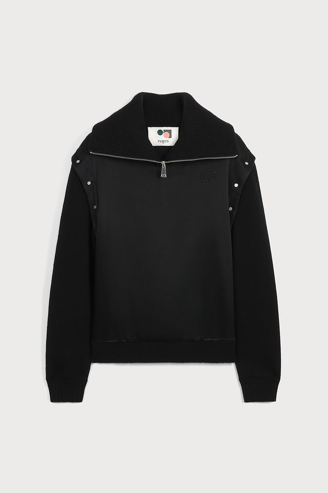 ports 1961 DETACHABLE SLEEVES SWEATSHIRT 999-BLACK