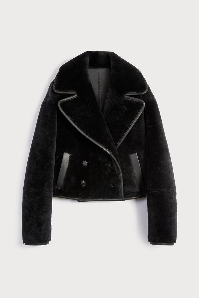 ports 1961 DOUBLE-BREASTED FUR COAT 946-SMOG