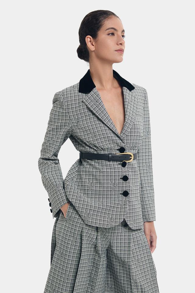 ports 1961 ELEGANCE CHECK BLAZER BLK WHT CHECK