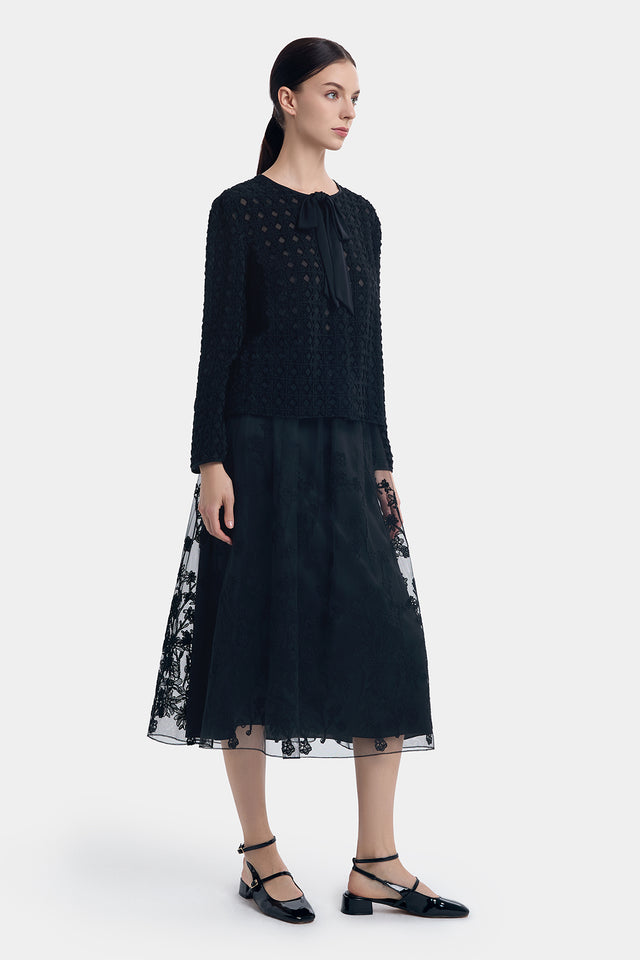 Ports 1961 EMBROIDERY FLORAL POLYESTER SKIRT BLACK