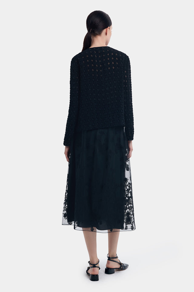 Ports 1961 EMBROIDERY FLORAL POLYESTER SKIRT BLACK