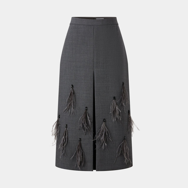 ports 1961 FEATHER ACCENT SKIRT CASTLEROCK GREY