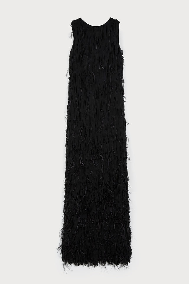 ports 1961 FEATHER BLACK DRESS 999-BLACK
