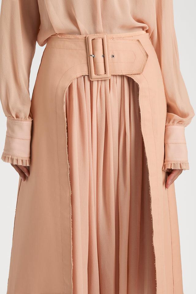 Ports 1961 FLAIR BELTED SKIRT 205-NUDE