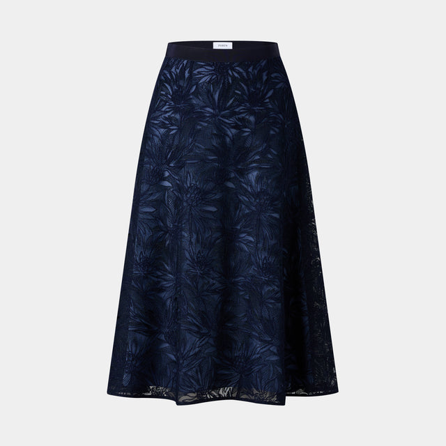 ports 1961 FLORAL A-LINE SKIRT NAVY